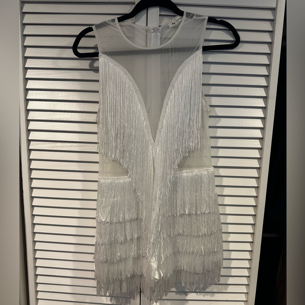 White Fringe Romper